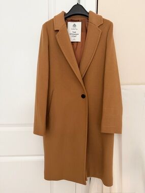 Babaton Camel Single-Button Wool-Blend Long Coat
